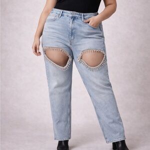 GOOD AMERICAN Good Icon Straight Diamond Jeans